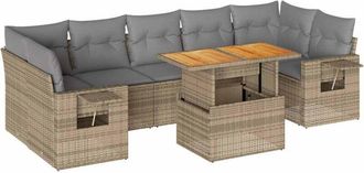 vidaXL Set De Sof&aacute;s De Jard&iacute;n Y Cojines 8 Piezas Rat&aacute;n Sint&eacute;tico Beige Vidaxl