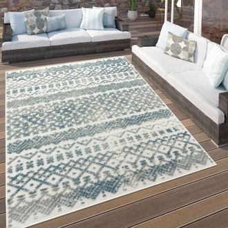 Paco Home Paco Home Alfombra Interior Y Exterior Balcon Terraza Cocina Nordica Geometrico Turquesa 200x290 Cm