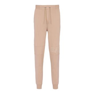 Balmain Sweatpants, male, Beige, 2XL, Embossed Logo Jogging Bottoms