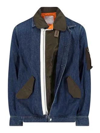 sacai Denim and nylon jacket