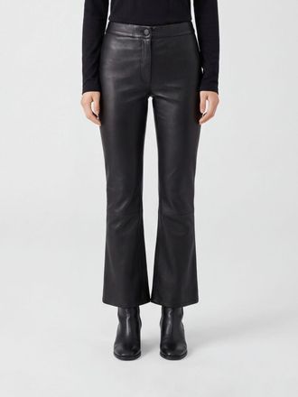 Arma Mid-Rise Flared Trousers in Lambskin Leather with Welt Pockets