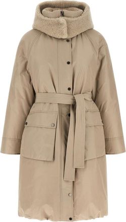 Brunello Cucinelli Lange donsjas - Dames - Mantels - Beige - Maat: S Katoen