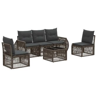 vidaXL Conjunto De Sof&aacute;s De Jard&iacute;n 6 Pcs Gris Y Gris Oscuro Vidaxl