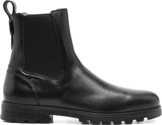 Santoni Leren laarzen met elastisch vlak - Zwart