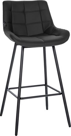 Clp Taburete de bar con reposapi&eacute;s en simil cuero negro