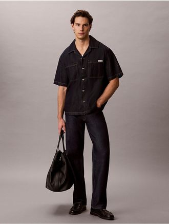 Calvin Klein Jeans Calvin Klein Mens Denim Camp Button-Down Shirt - Blue - 2XL