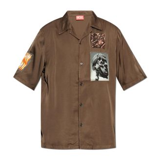 Diesel Short Sleeve Shirt - Heren - Korte mouwen Overhemden - Bruin - L - Overhemden