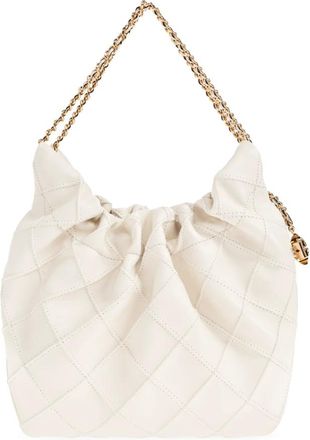 Tory Burch Tory Burch, Bucket Bags, female, Beige, Size: ONE SIZE Fleming Mini Hobo Shoulder Bag