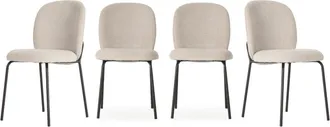 Calicosy Lote de 4 sillas tapizadas en tela con patas de metal A85 cm - beige