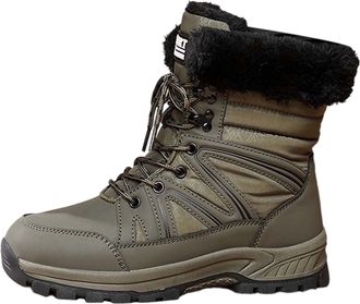 Generic Hiking Boots Men Plus Size Outdoor Winter Shoes Mid Calf Footwear Fleece Lined Warm Cosy Snow Boot Waterproof Trekking Boots