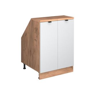 Vicco Armario De Cocina Para Techo Inclinado R-line, Ondulaci&oacute;n Blanca, 60 Cm Con 2 Puertas, 60 Cm De Profundidad, Vicco