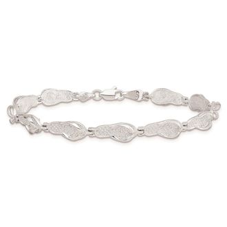 Diamond2Deal Sterling Silver Rhodium-plated Polished Flip-flop Bracelet