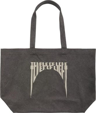 Rick Owens Tower Canvas Geborduurde Tote - Heren - Shoppers - Grijs - ONE Size - Katoen - Tassen