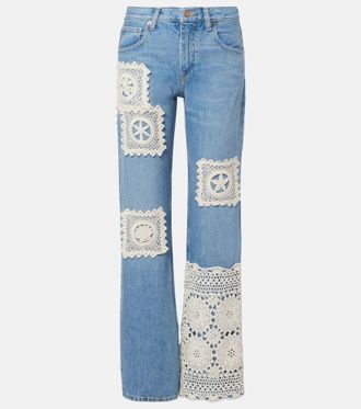 Alanui Jeans rectos Islands Diary con croch&eacute;