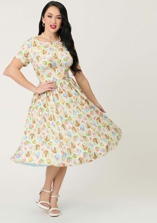 Unique Vintage Smocked Back Swing Dress in Green W/bunny Print at Nordstrom, Size X-Large