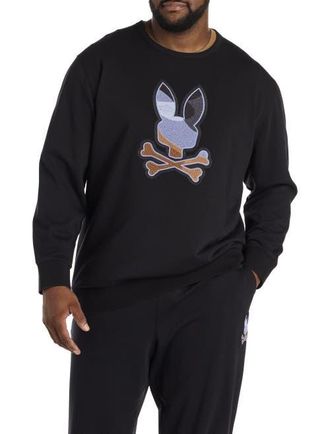 Psycho Bunny Big & Tall Dante Crewneck Sweatshirt in Black at Nordstrom, Size 4X Big