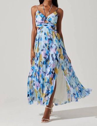 Astr Aquate Maxi Dress In Aqua Blue Multi