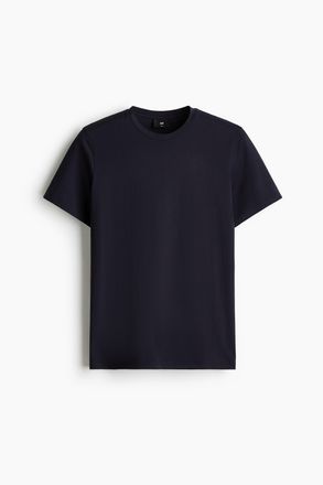 H&M T-Shirt aus Pima-Baumwolle Slim Fit - Marineblau