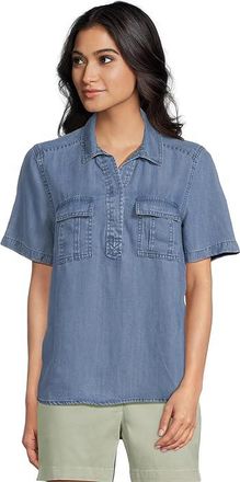 Tommy Bahama Chambray Olei Utility Popover Womens Clothing Medium Indigo Wash : LG (US 12-14), Linen/Lyocell/Tencel