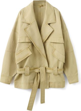 Mango Belted Denim Jacket in Medium Brown at Nordstrom, Size Large
