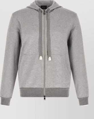 Brioni piquet cotton hooded sweatshirt drawstring hood