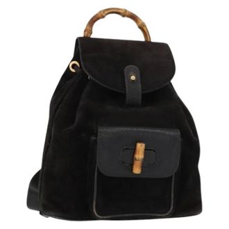 Gucci Pre-owned Backpacks, female, Black, Size: ONE SIZE Pre-owned Vintage Suede Backpack