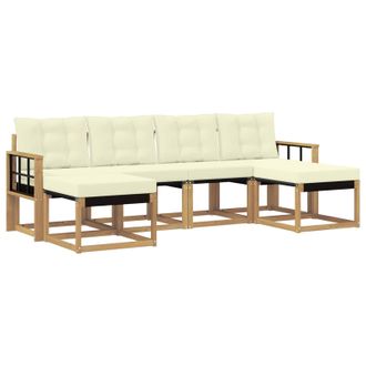 vidaXL Conjunto De Sof&aacute;s De Exterior Con Coj&iacute;n 6 Pcs Blanco Y Crema Vidaxl