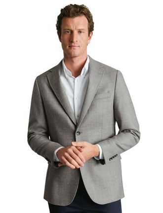 CHARLES TYRWHITT Wool Texture Twill Jacket in Silver Grey at Nordstrom, Size 46