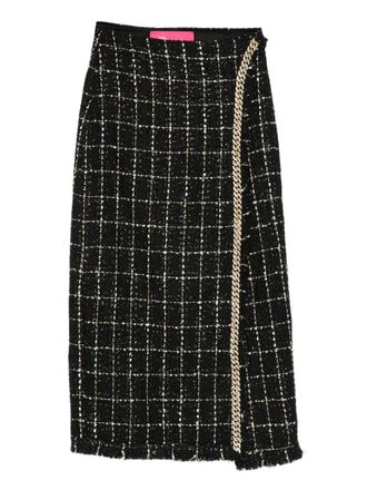 Miau by Clara Rotescu Carter chain check midi skirt - Black
