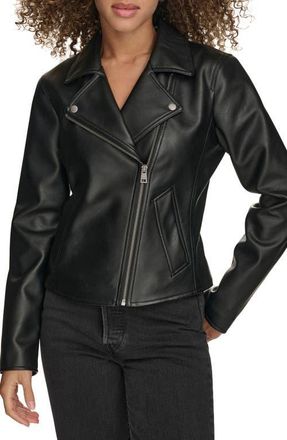 Levi's Womens Essential Faux Leather Moto Jacket in Black at Nordstrom, Size Xx-Large