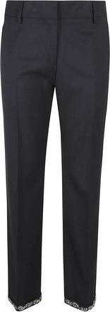 True Royal Zwarte wollen mix broek gemaakt in Itali&euml; - Dames - Straight fit broeken - Zwart - S - Wol - Broeken
