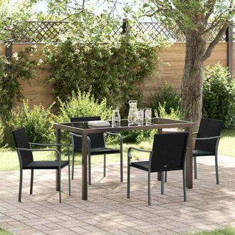 vidaXL Conjunto De Comedor De Jard&iacute;n 5 Pcs Negro Polirat&aacute;n Vidaxl