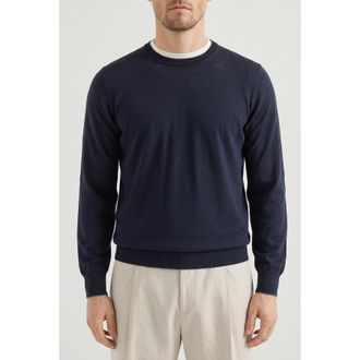 Brunello Cucinelli Navy Wool Crewneck Sweater, Brand Size 46 (US Size 36)