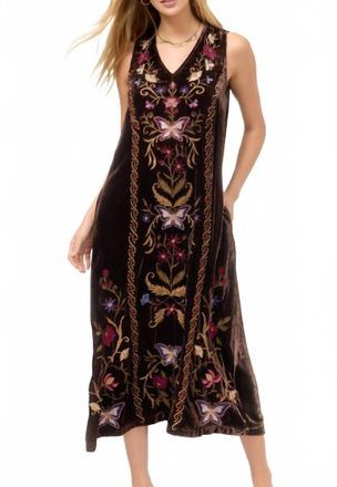 Johnny Was Velvet V-Neck Tank Dress In Chocolate