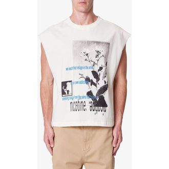 mnml Sleeveless Distressed Graphic Cutoff T-Shirt in Antique White at Nordstrom Rack, Size X-Large