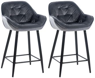 Clp Set de 2 Taburetes de bar con reposapi&eacute;s en Terciopelo Gris oscuro