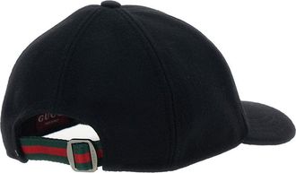 Gucci Mens Black Wool Baseball Cap With Logo Hat
