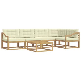 vidaXL Conjunto De Sof&aacute;s De Exterior 6 Pcs Blanco Y Crema Vidaxl