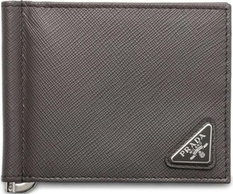 Prada Portafoglio in pelle Saffiano - Grigio