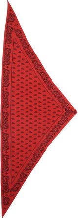 Guest In Residence Red Paisley Border Triangular Cashmere Scarf