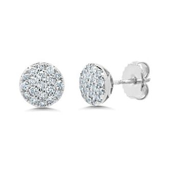 Diana M. Jewels 14K White Gold 0.50ct Diamond Cluster Pave Circle Earrings