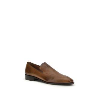 Miu Miu Womens Brown Calf Leather Bos Taurus Slip-On Loafers