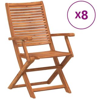 vidaXL Sillas De Jard&iacute;n Reclinables 8 Uds Madera Maciza De Acacia Vidaxl