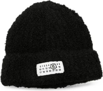 Maison Margiela Logo beanie - Dames - Hoeden - Zwart - M - Wol - Accessoires