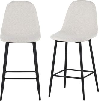 Bata Baïta Set di 2 sgabelli da Bar in Tessuto con Base in Metallo Nero, Fibbia, Bianco, Dimensions : 42,5 x 49 x 101,5 cm