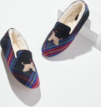 Talbots Fireside Marvelous Plaid Flannel Slippers - Black - 10M Talbots