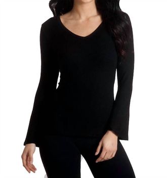 French Kyss Supersoft Bell Sleeve Top In Black