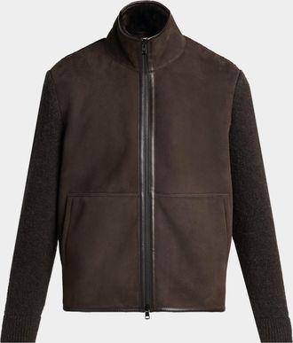 Moncler Men & apos;s Suede Hybrid Knit Shearling-Lined Jacket