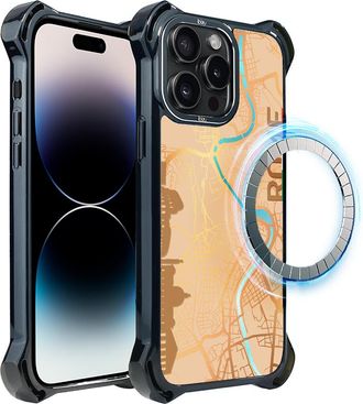 OEM Funda Para Iphone 14 Pro Max Ibizu Dropguard Ultra Con Magsafe, Mapas Del Mundo, Roma