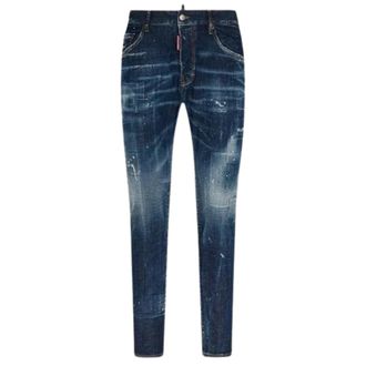 Dsquared2 Mens Skater Jean Destroyed Reinforced Patch Blue Jeans Cotton - Size 34 (Waist)